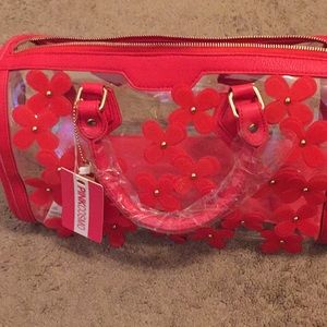 Red Transparent Floral Handbag